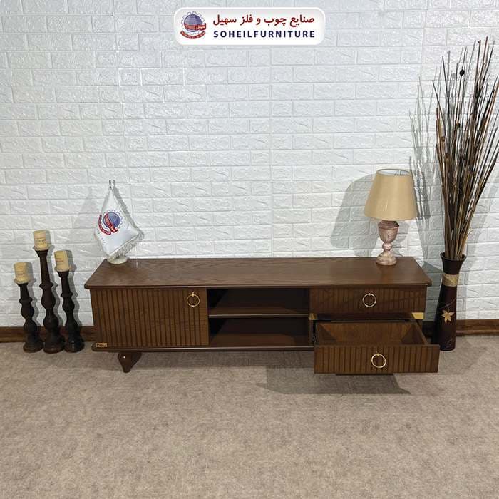میز تلویزیون 101 سهیل (روکش طبیعی چوب بلوط) — تصویر ۲