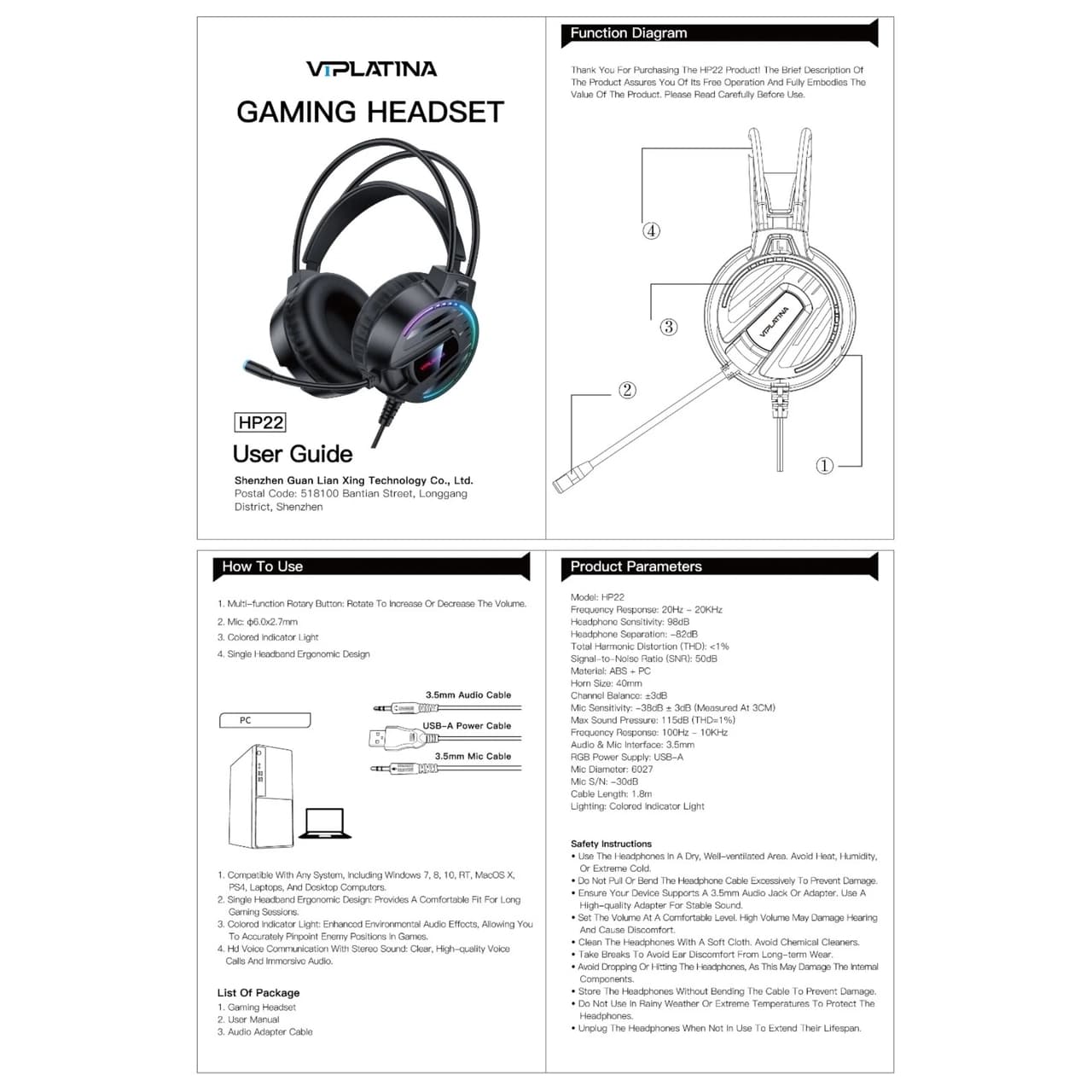 هدست گیمینگ سیمدار وی آی پلاتینا مدل VIPLATINA HP22 — تصویر ۴