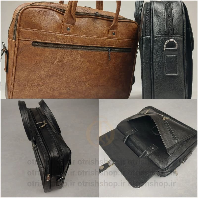 کیف اداری چرمی تک سگک برند دقت (چرم صنعتی سوگو، محافظ لپتاپ، جیبهای جادار) — تصویر ۴