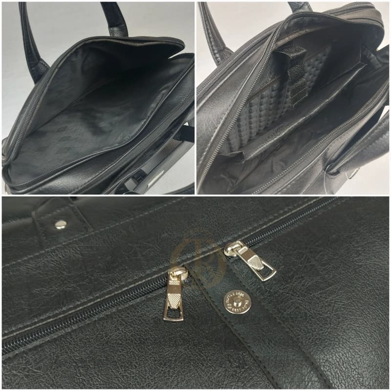 کیف اداری چرمی تک سگک برند دقت (چرم صنعتی سوگو، محافظ لپتاپ، جیبهای جادار) — تصویر ۳