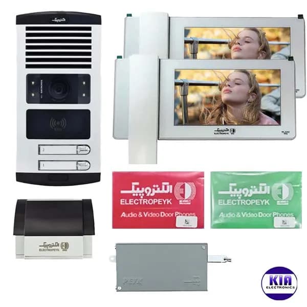 پکیج آیفون تصویری الکتروپیک دو طبقه 996 سفید با پنل کارتی — تصویر ۲