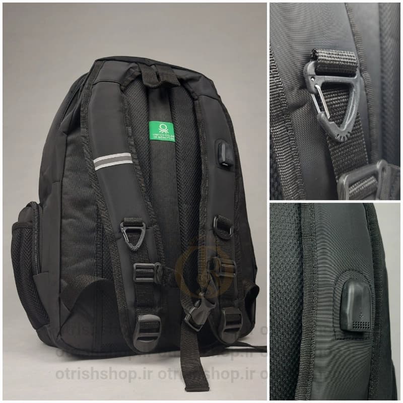 کوله برزنتی بنتون benetton (ضد آب، جیب لپتاپ، پورت USB) — تصویر ۲