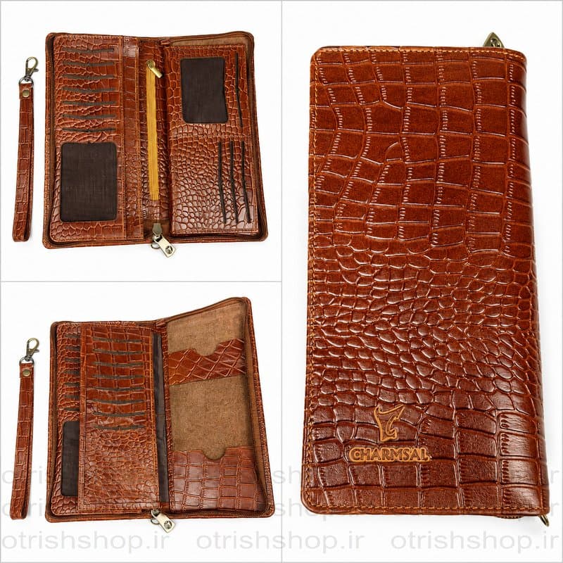 کیف دسته چکی چرم طبیعی گاوی برند چرم سال (۱۷ جای کارت، گارانتی یک ساله) — تصویر ۲