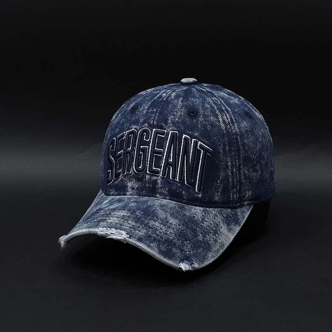 کلاه بیسبالی جین SERGEANT | کپ دنیم وینتیج با استایل خیابانی و گلدوزی خاص