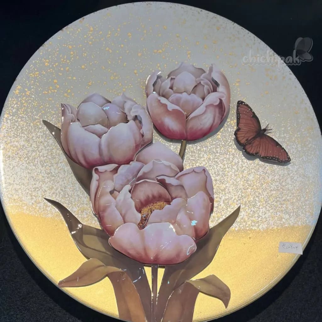 تابلو کد 452/2 گل پروانه زمینه سفید-تات — تصویر ۲