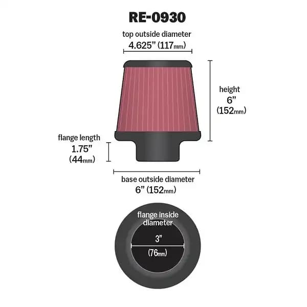 فیلتر هوا دائمی موتور K&N مدل RE-0930 — تصویر ۲