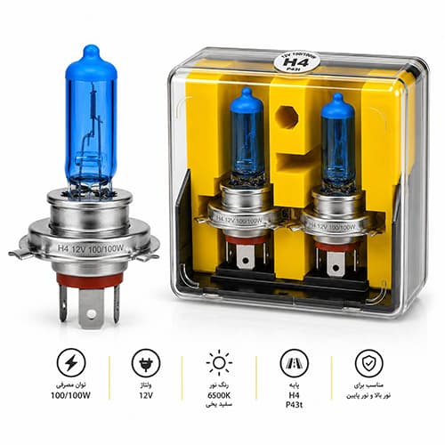 لامپ دوکنتاکت سفید پایه H4 برند LEE-TECH