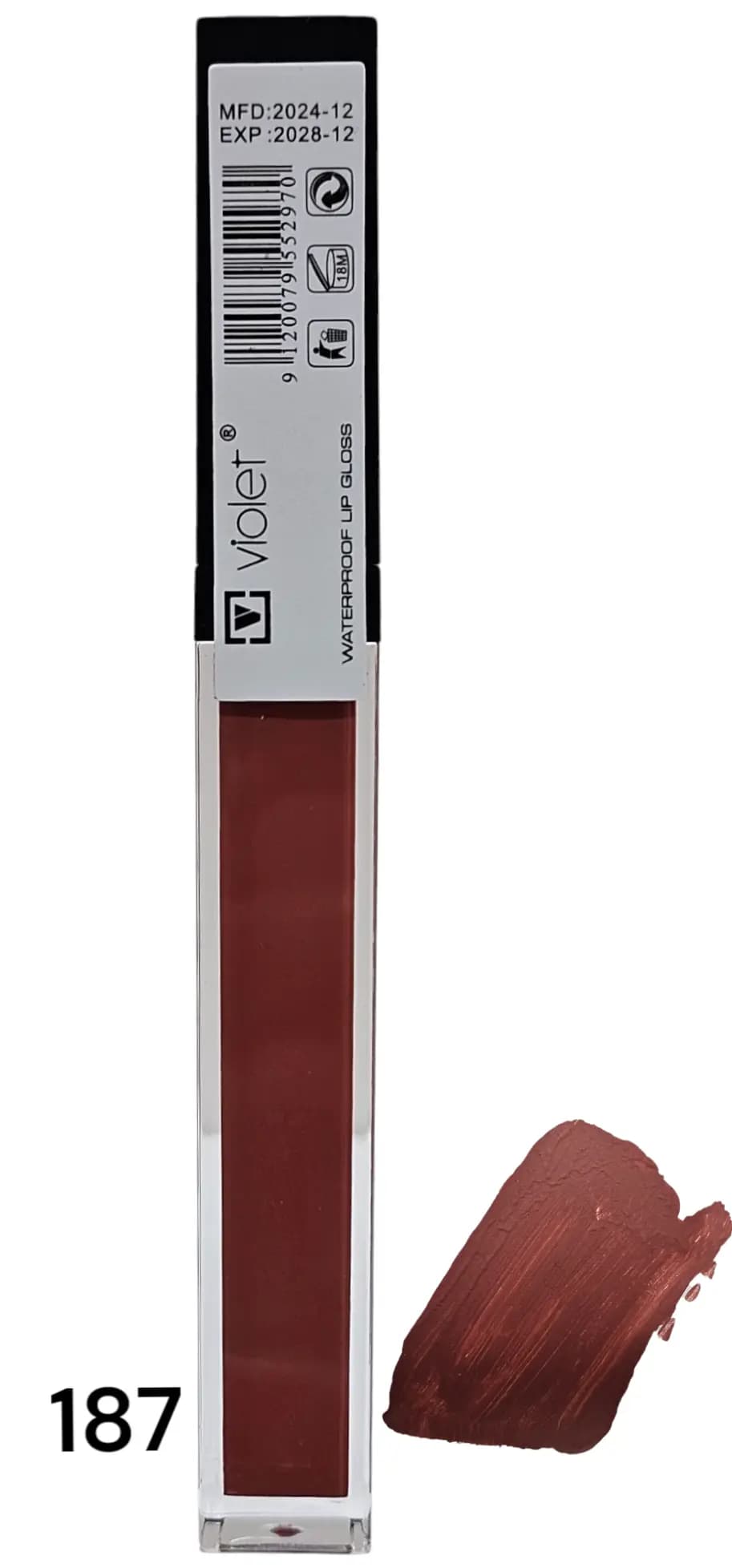 رژ لب مایع برند ویولت شماره 187- LIP GLOSE WATERPROOF VIOLET187 — تصویر ۳