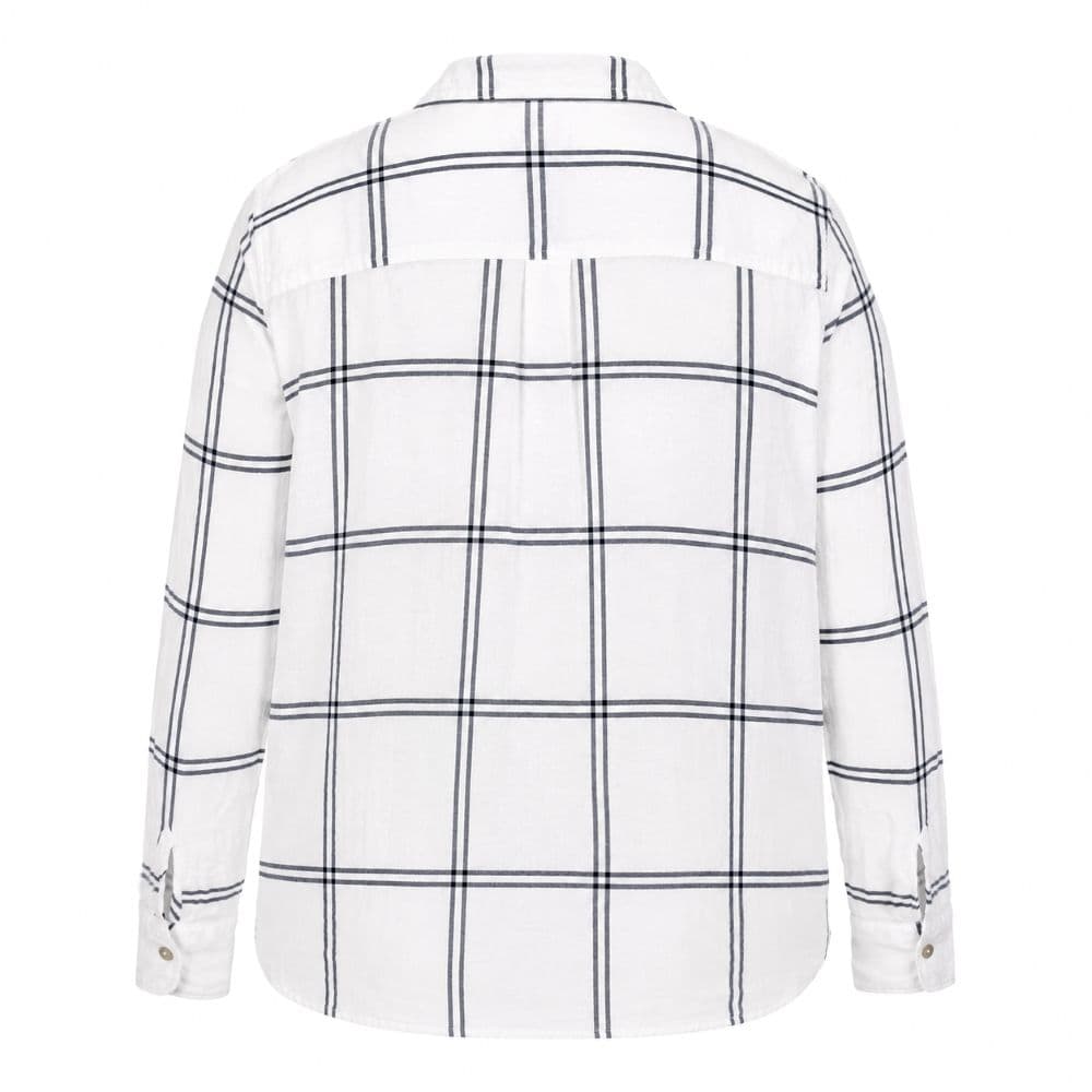 شومیز نخی سفید چهارخانه وارداتی برند H&M اورجینال سایز 36 تا 38 کد 3364 — تصویر ۲