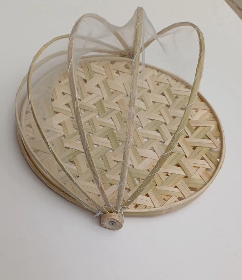 ظرف پذیرایی حصیری بامبو روکش دار قطر 30 سانت کد 153 — تصویر ۳