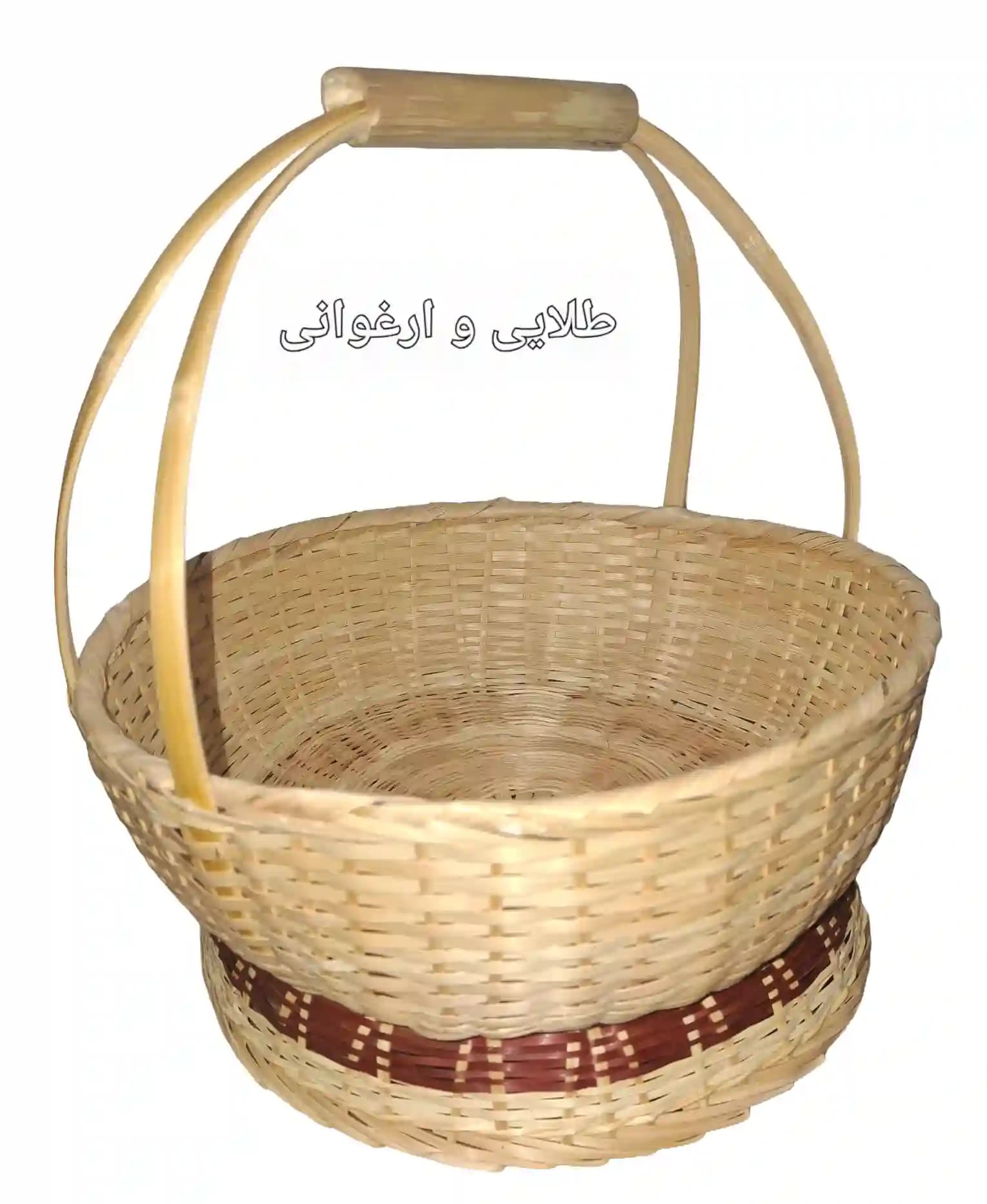سبد دسته دار حصیری بامبو بافت زنجیره ای کد143 — تصویر ۴