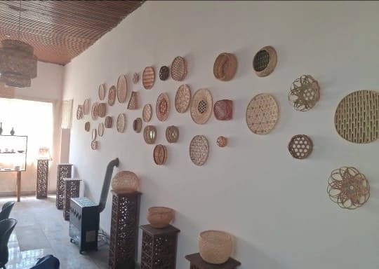 دیوارکوب حصیری بامبو قطر 40 سانت بافت شعاعی کد 72 — تصویر ۷