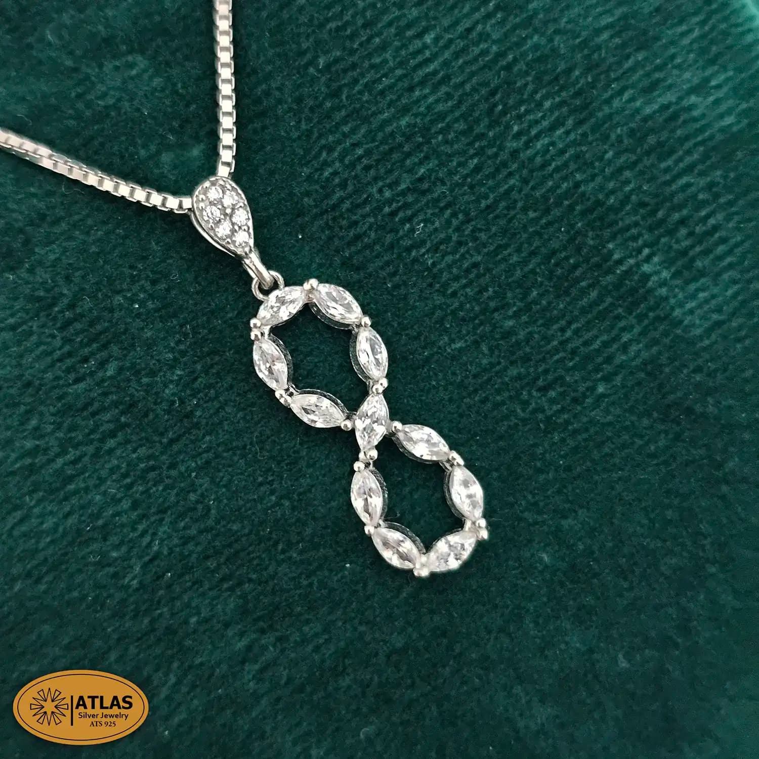 نیم ست نقره جواهری زنانه با نگین های برلیان و مارکیز 5.2 گرمی نقره اصل 925 — تصویر ۲