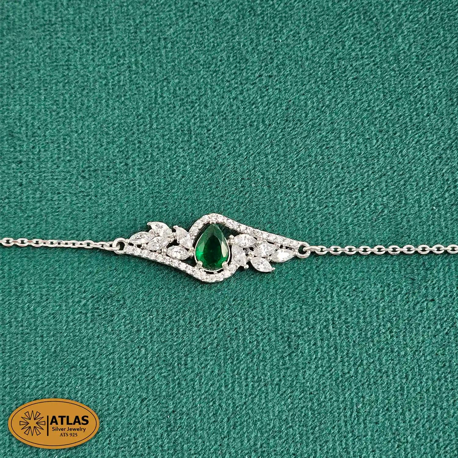 سرویس نقره زنجیری زنانه با نگین های برلیان 18 گرمی نقره اصل 925 — تصویر ۴