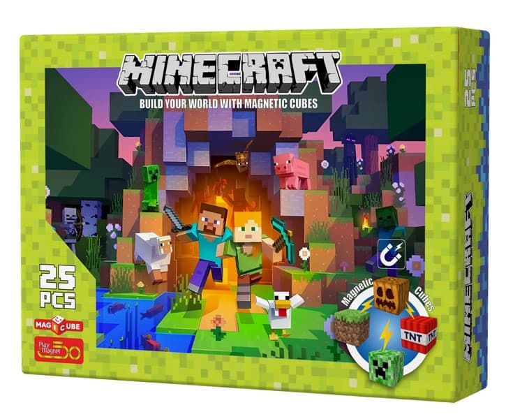 بازي ماین کرفت Minecraft 25 قطعه (پلی مگنت) جعبه ای Pwmagnet