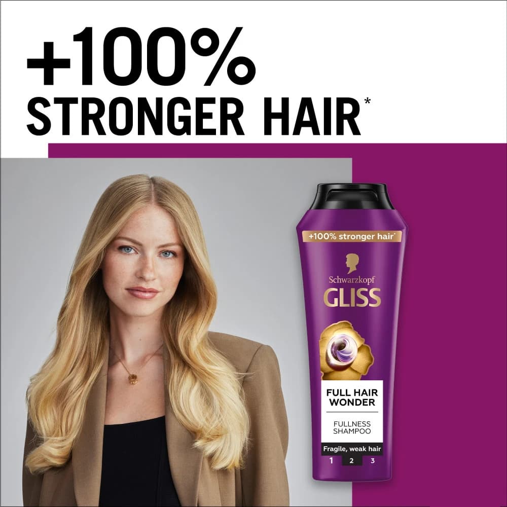 شامپو ضد ریزش و تقویت کننده مو گلیس مدل FULL HAIR WONDER — تصویر ۳
