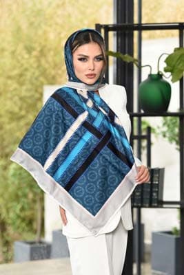 روسری نخی سایز ۱۲۰ صورتی با علامت V با نوار های طرح دوخت کد SC21 — تصویر ۷