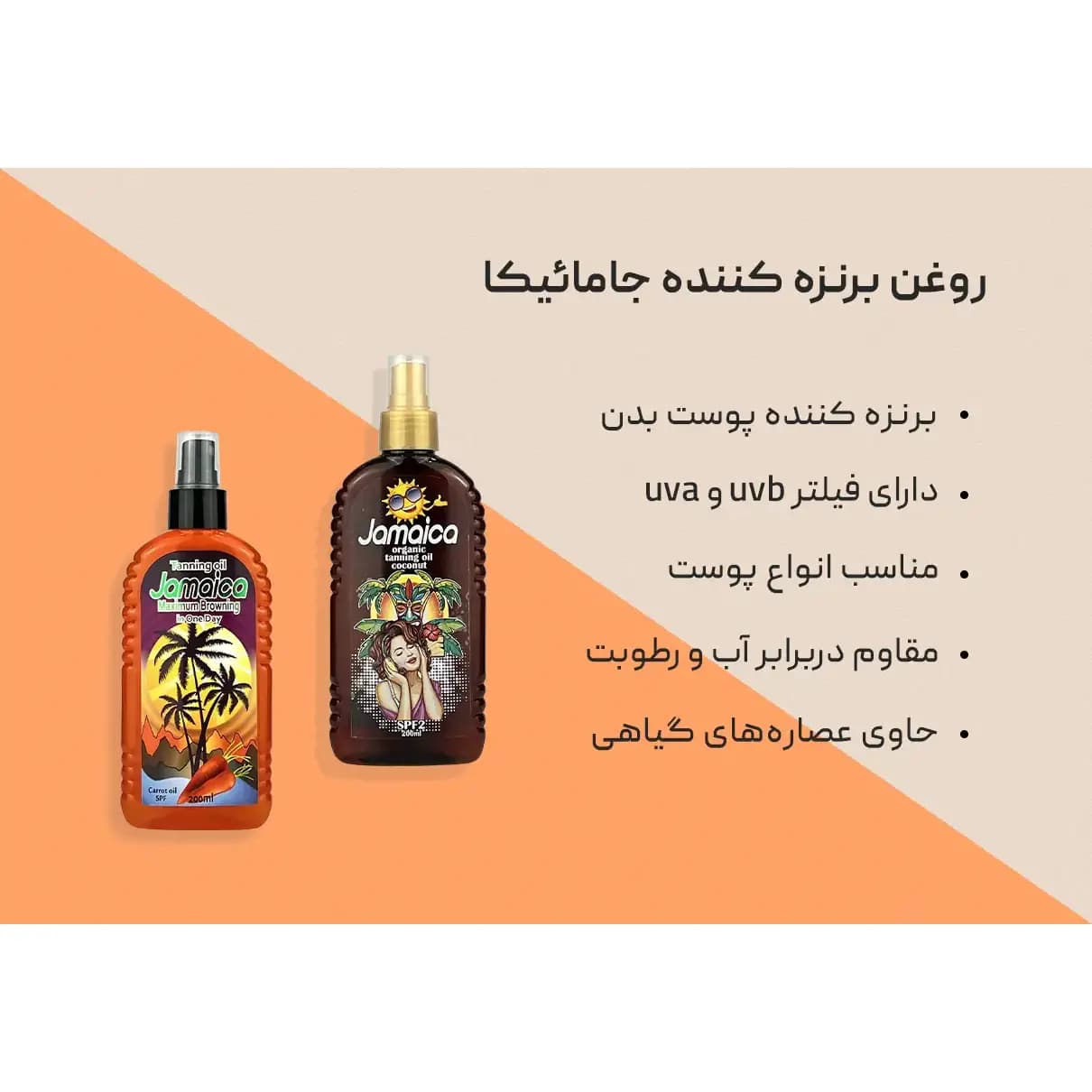 روغن برنزه کننده جامیکا مدل روغن نارگیل — تصویر ۲