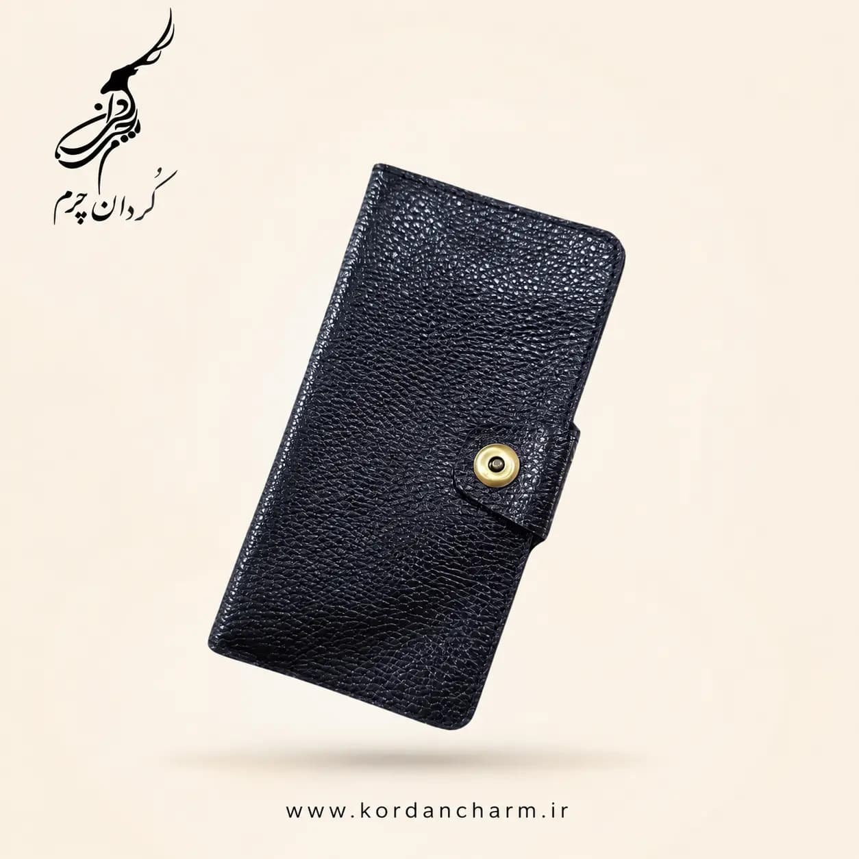 کیف پول چرم اشکان مدل دکمهدار طرح فلوتر — تصویر ۲