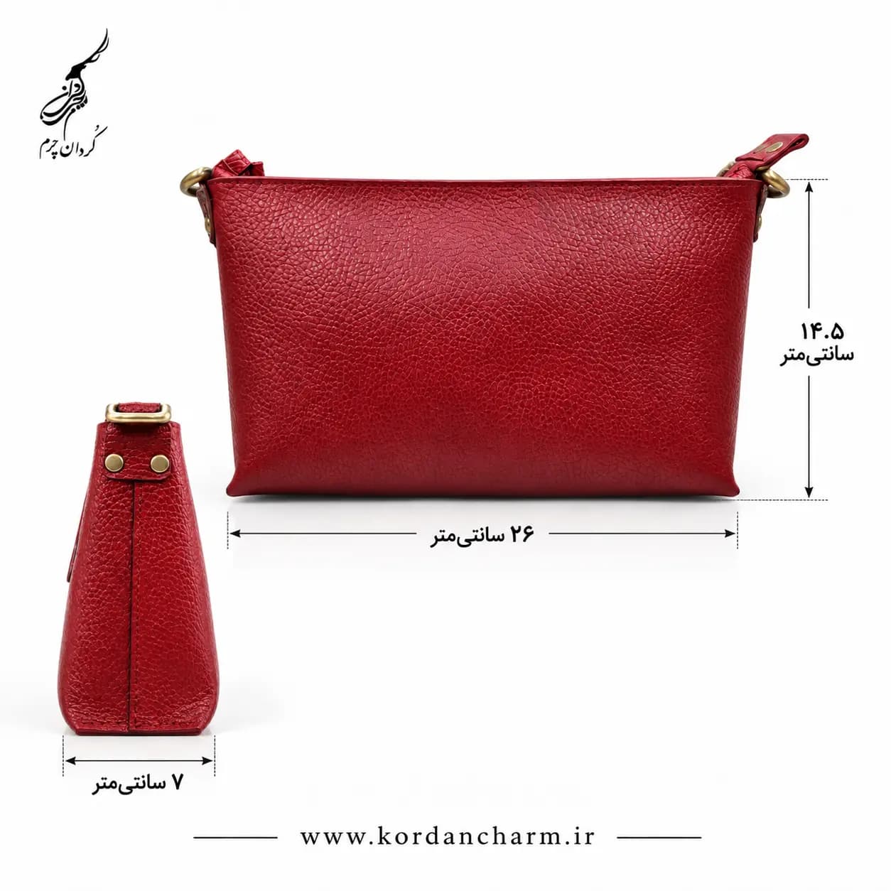 کیف دوشی چرم زنانه مدل چکاوک طرح فلوتر — تصویر ۴
