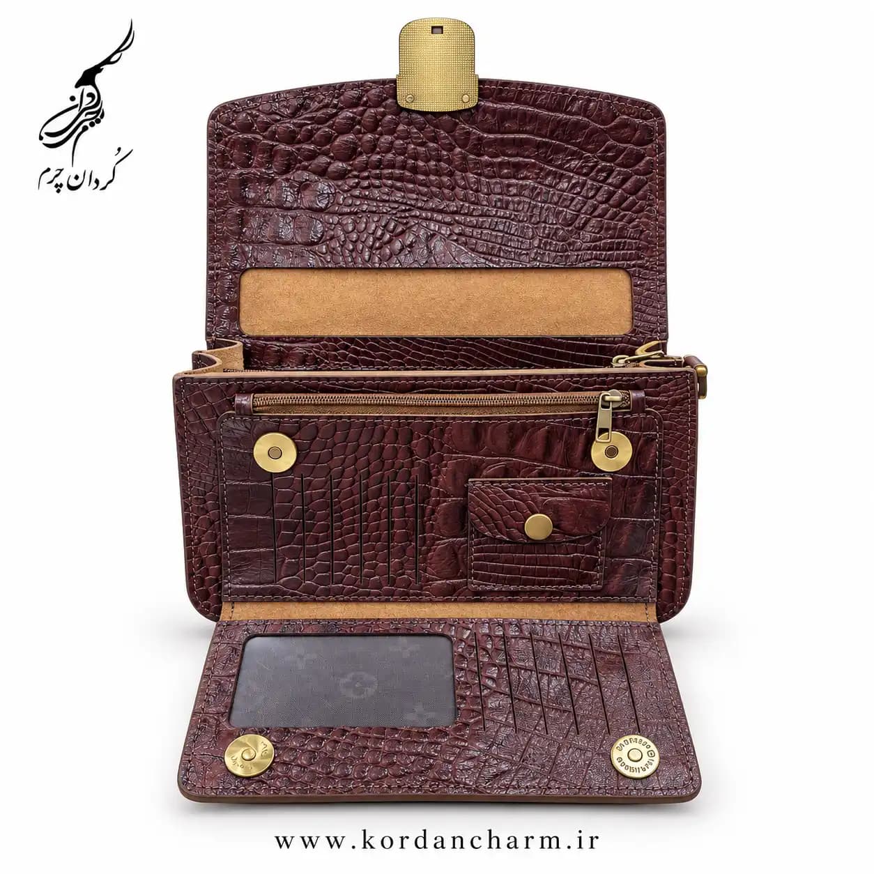 کیف دستی مردانه چرم مدل داریوش طرح کروکودیل — تصویر ۳