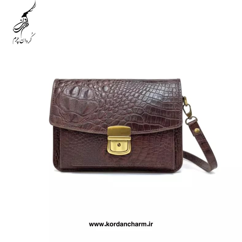 کیف دستی مردانه چرم مدل داریوش طرح کروکودیل