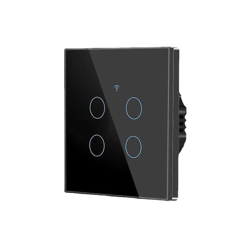 کلید چهار پل هوشمند لمسی مشکی با قابلیت کنترل از طریق WiFi و ریموت