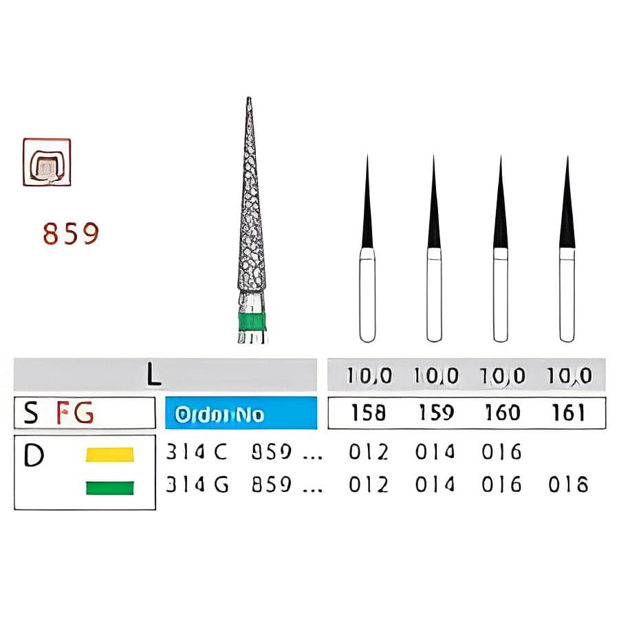 فرز نیدل الماسه توربین دنتالیس | Dentalis سایز 859 — تصویر ۲