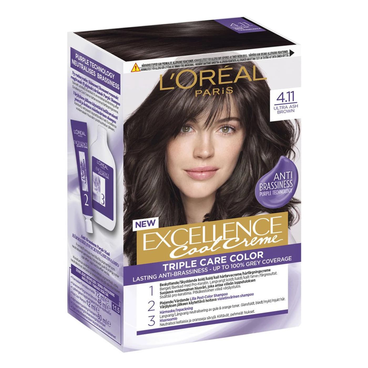 کیت رنگ مو قهوه ای خاکستری دودی شماره 4.11 لورال Loreal — تصویر ۵