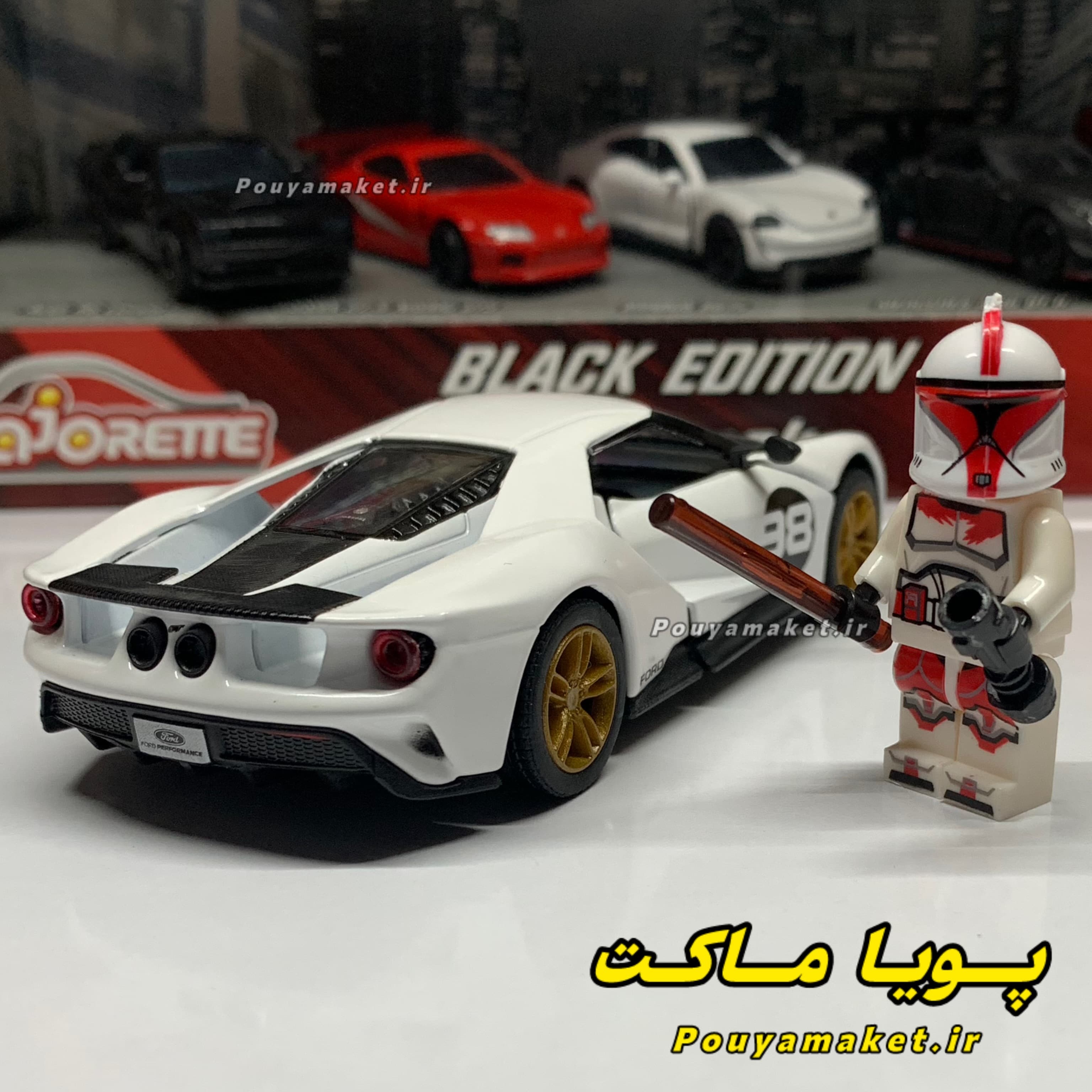 ماکت ماشین فلزی فورد جی تی 2017 کینسمارت + مینی فیگور سرباز جنگ ستارگان STAR WARS