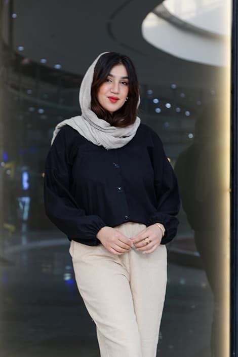 شومیز زنانه لینن شست شده (بدون ابرفت) وارداتی مشکی کد 7196