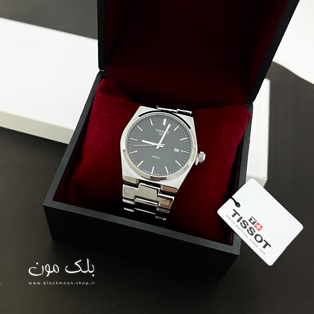 ساعت مچی مردانه تیسوت TISSOT PRX نقره ای صفحه مشکی