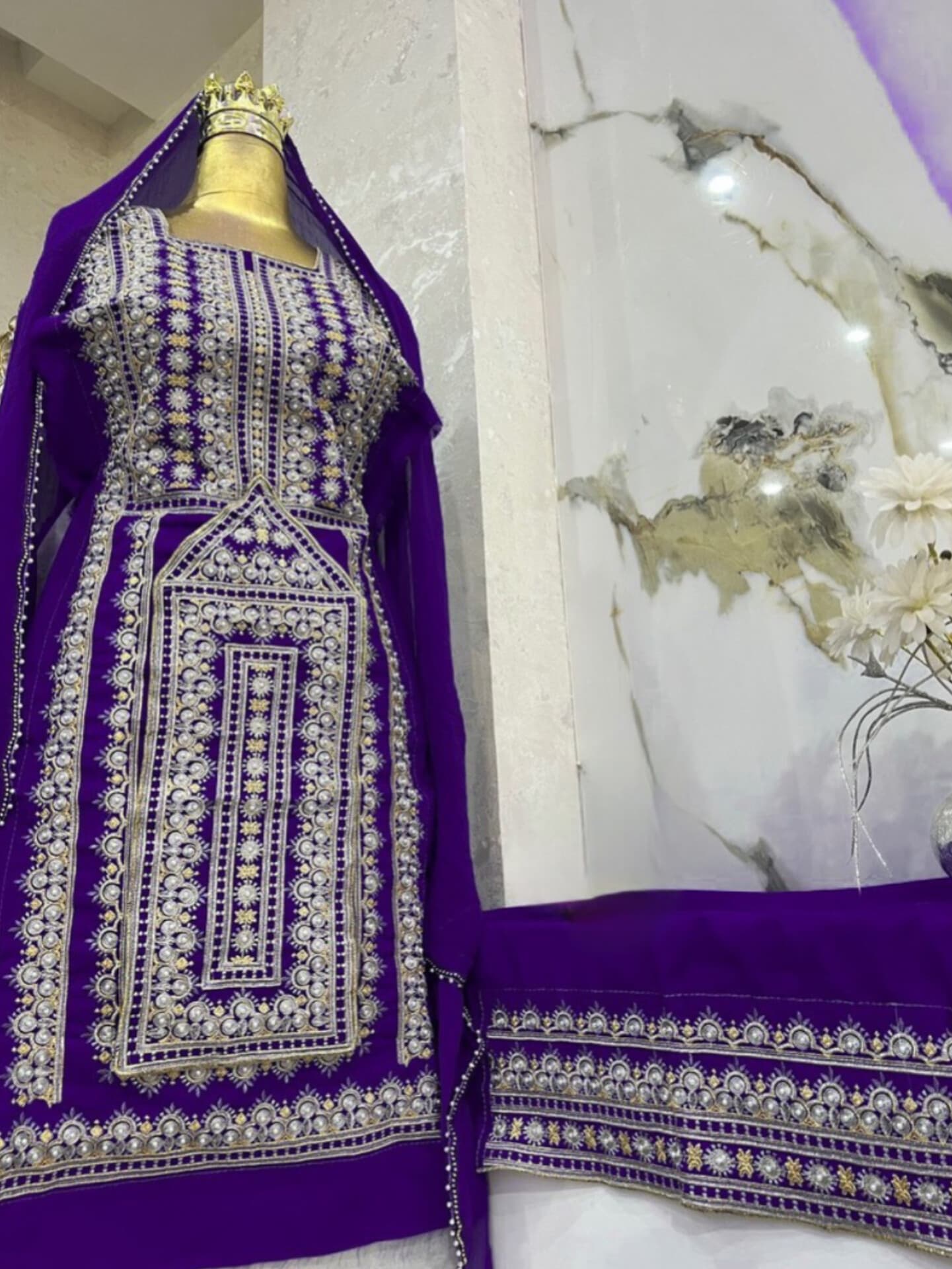 لباس بلوچی پنج وجب مروارید دوزی پیکوجورجت اصل