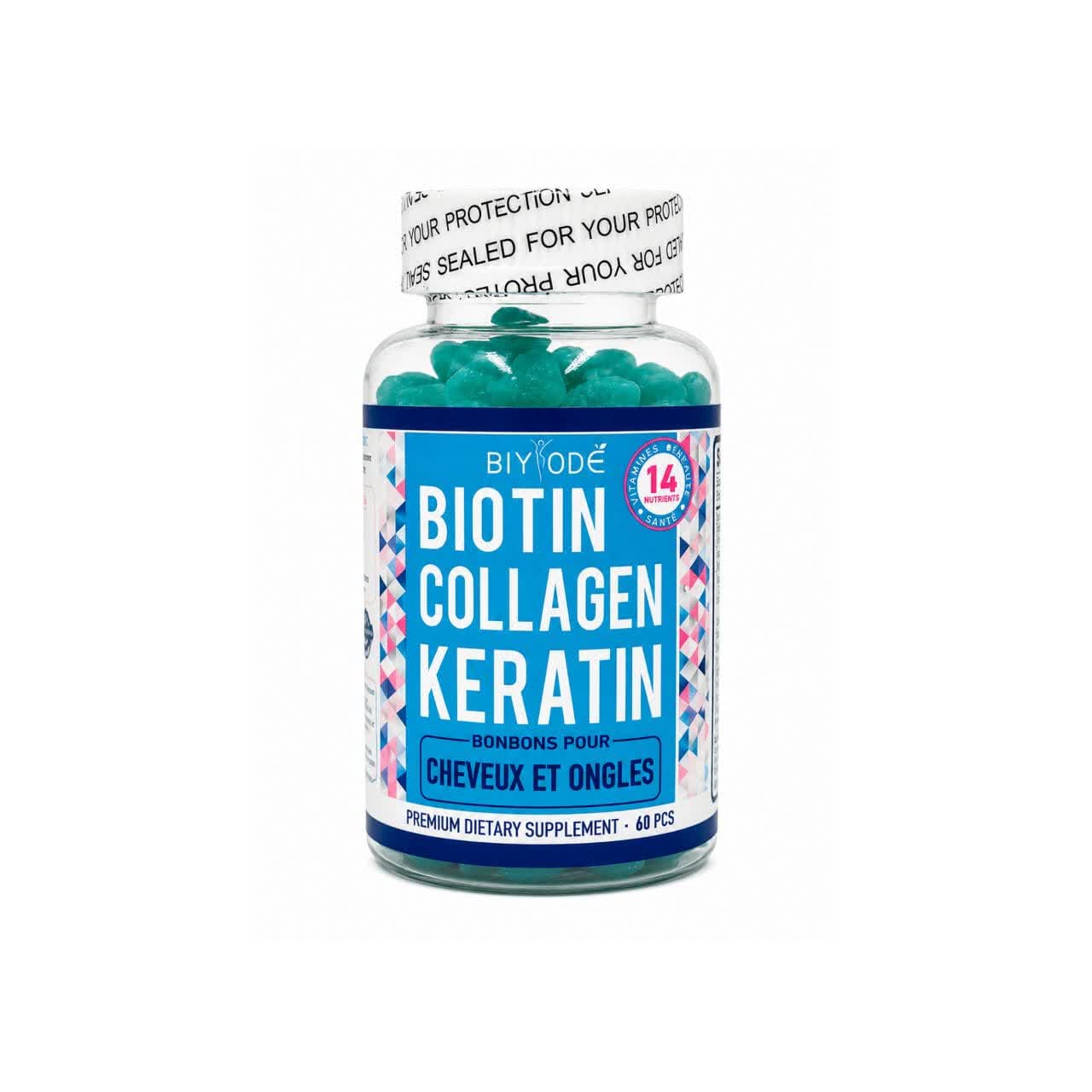 پاستیل بیوتین، کلاژن و کراتین بیوده (BIYODÉ Biotin Collagen Keratin Gummies) | مکمل تخصصی تقویت مو، پوست و ناخن