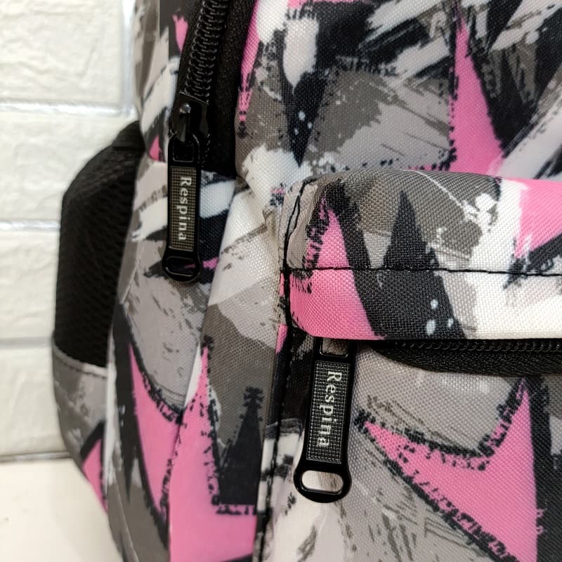 کیف مدرسه ای دخترانه مدل مثلث صورتی pink triangle با جامدادی (برند رسپینا) — تصویر ۸