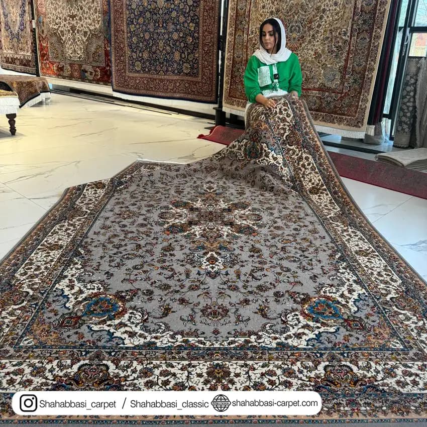 فرش ابریشم کد 85 طوسی