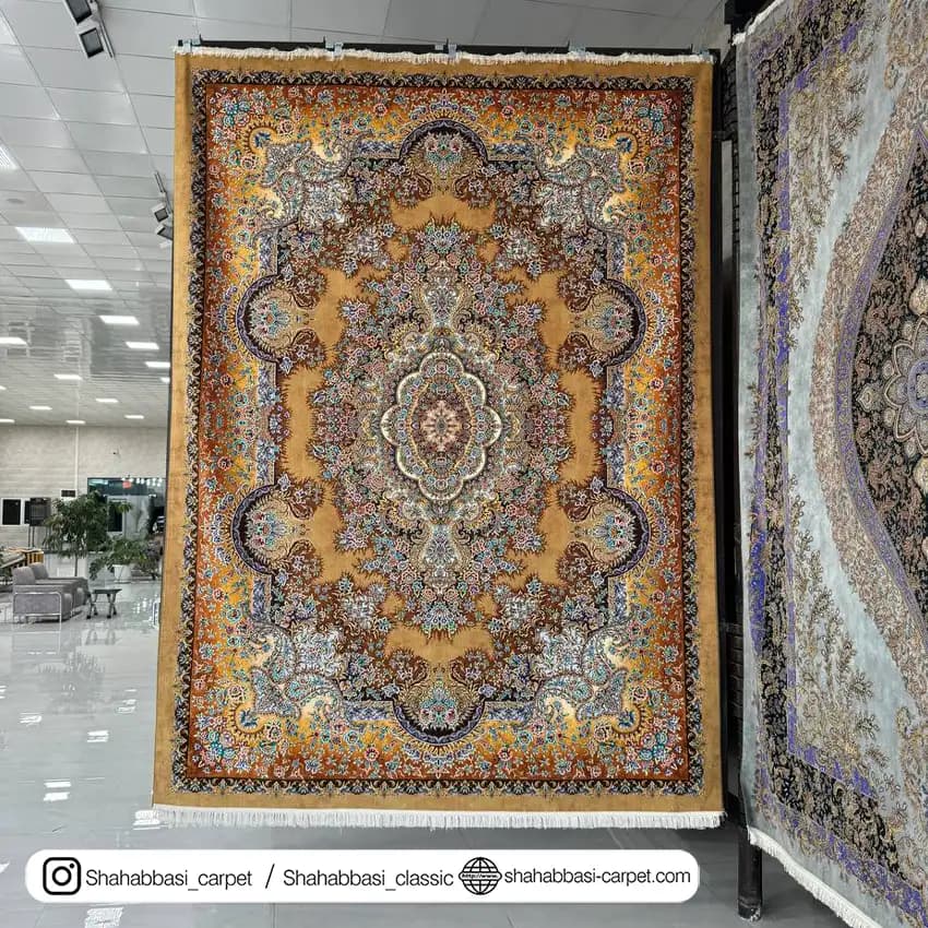 فرش ماشینی آفرینش کد 1500215 گندمی — تصویر ۲