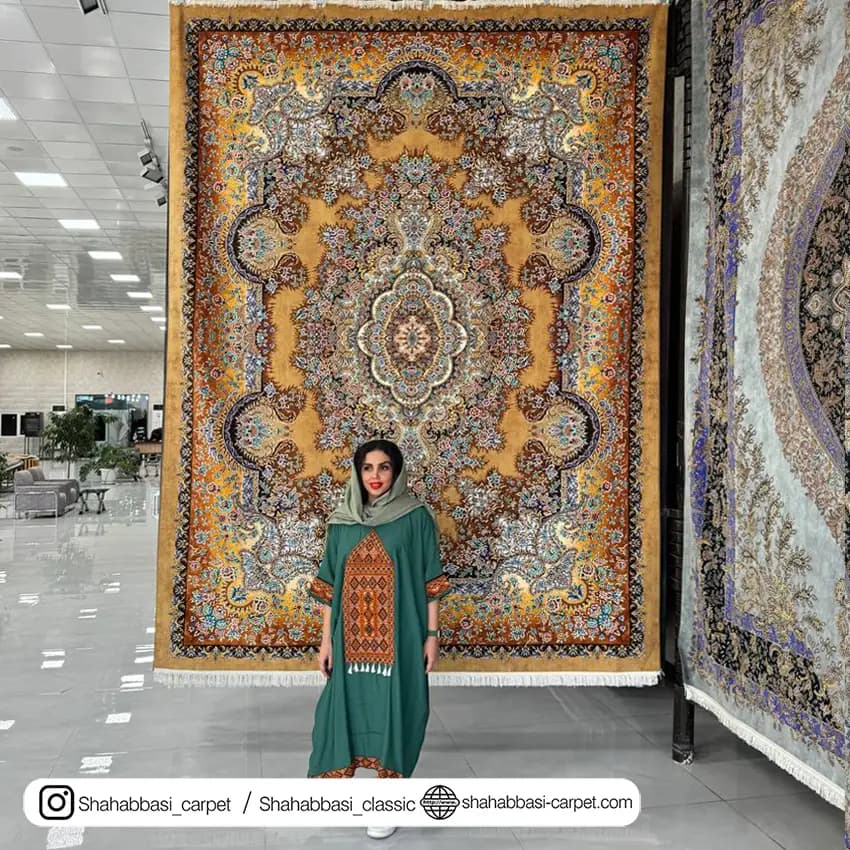 فرش ماشینی آفرینش کد 1500215 گندمی