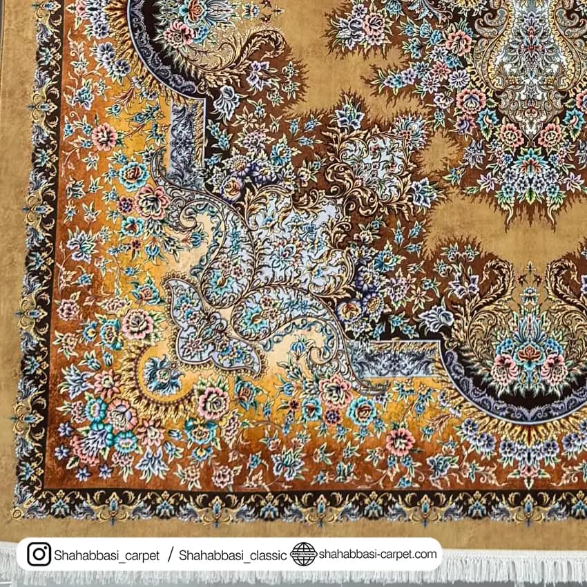 فرش ماشینی آفرینش کد 1500215 گندمی — تصویر ۳