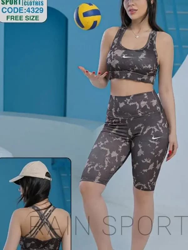 ست ورزشی زنانه نیمتنه و شلوارک rain sport کد 4329 — تصویر ۳