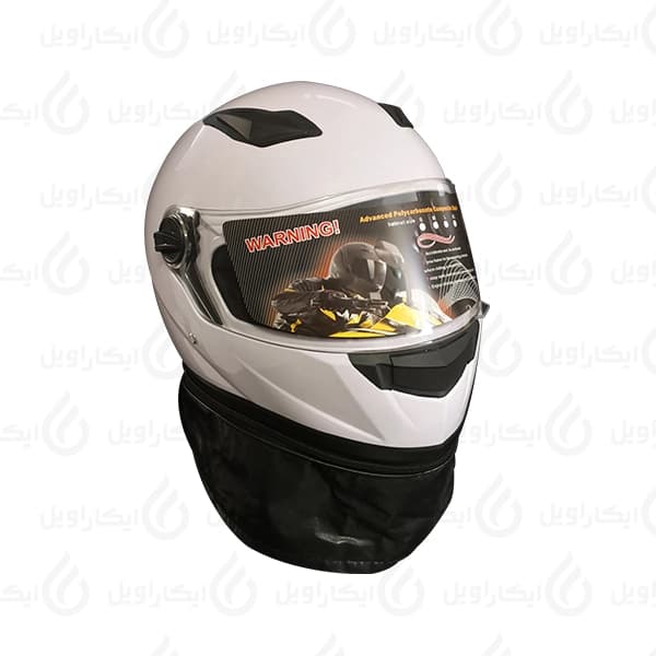 کلاه فکدار-شالدار موتورسیکلت سابرینا سفید متالیک (مناسب فصل سرد)
