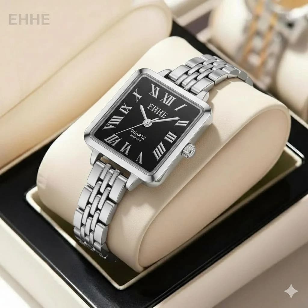 ساعت زنانه صفحه مشکی استیل مدل EHHE کد2758 — تصویر ۳
