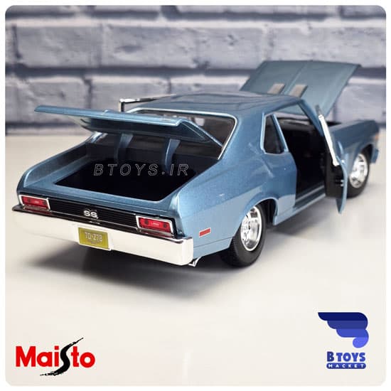 ماکت شورولت نوا اس اس آبی 1970 مایستو (Chevrolet Nova SS 1970 Maisto)مقیاس:1/18 — تصویر ۲
