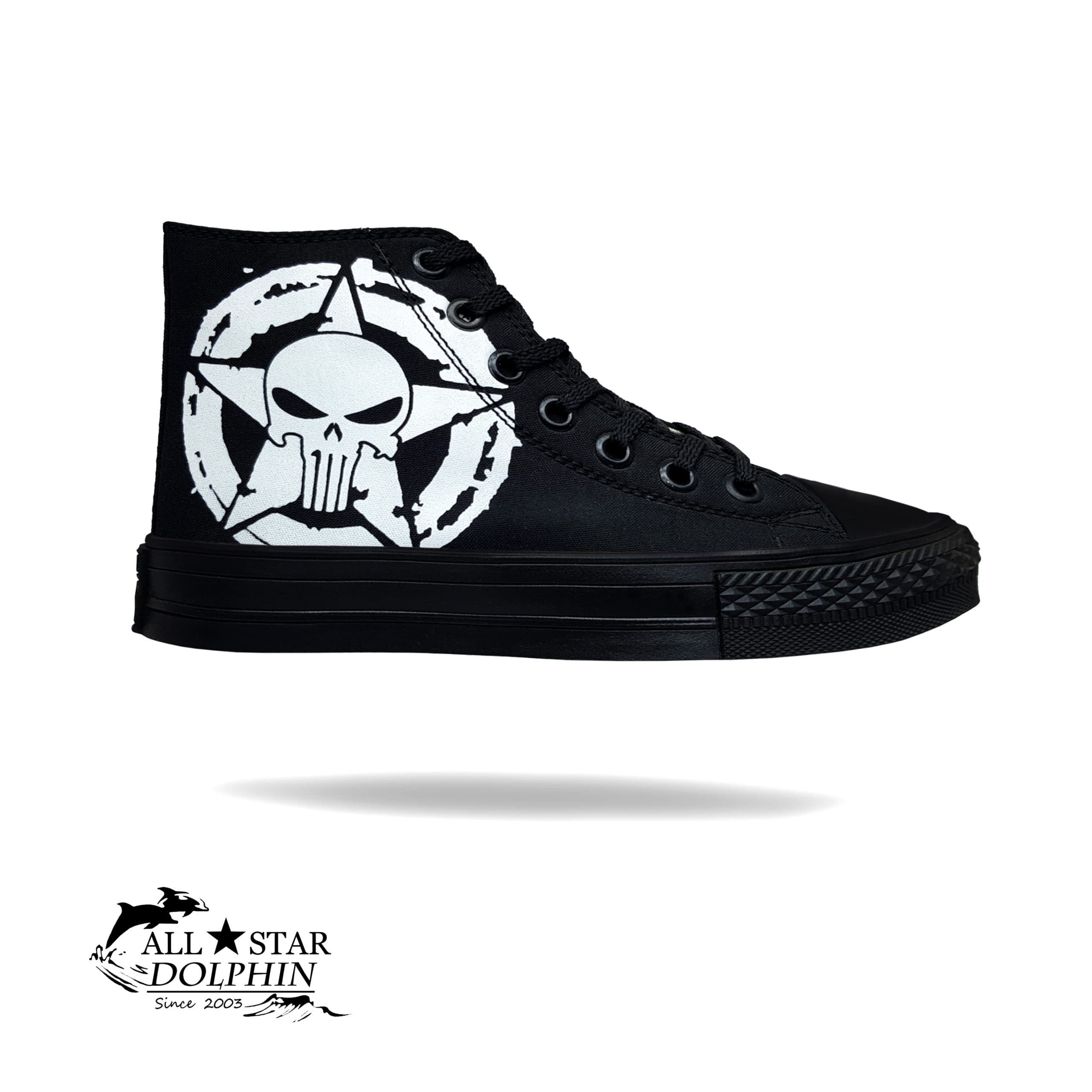 کتونی آل استار ساق بلند پانیشر لژ تمام مشکی (All Star)