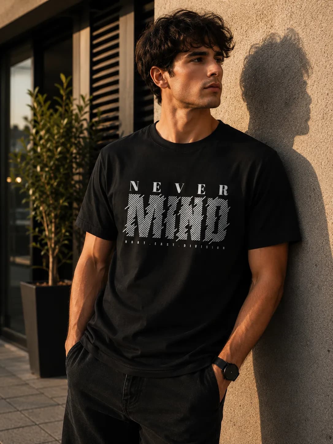 تیشرت آستین کوتاه مردانه طرح Never Mind