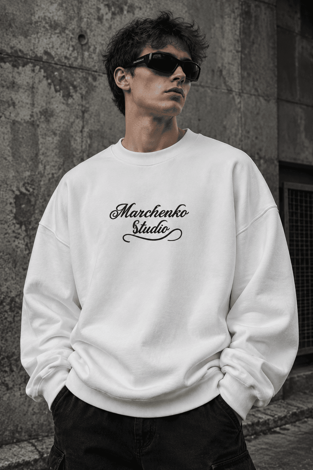 دورس پاییزه مردانه سه نخ پنبه گرم بالا رنگ سفید | Minimal Cotton Sweatshirt
