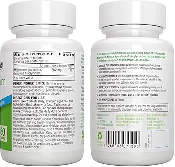 قرص Triple Magnesium Complex ایجنوس | منیزیم سیترات، بیس گلیسینات و تورات | 60 عدد — تصویر ۲