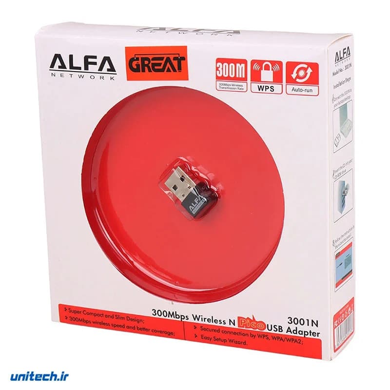 کارت شبکه بی سیم گریت آلفا مدل 3001N 300Mbps — تصویر ۲