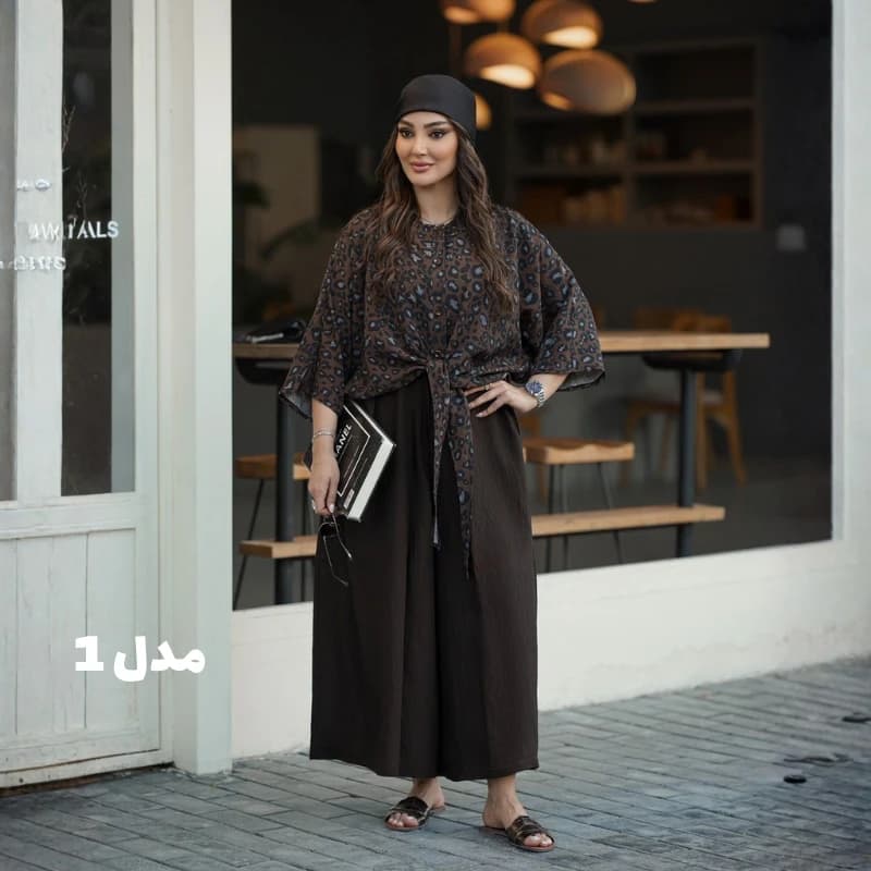 ست زنانه پلنگی گرهای مدل راشام با پارچه پری سیلک اصل + خرید قسطی