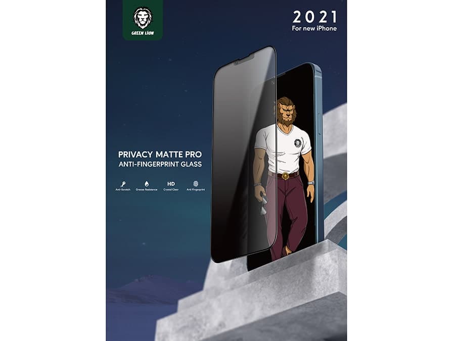 محافظ صفحه نمایش شیشه ای حریم شخصی مات آیفون 13 و 13 پرو گرین Green iPhone 13/13 Pro 3D Matte Privacy Glass GN3DAGIP13P — تصویر ۵